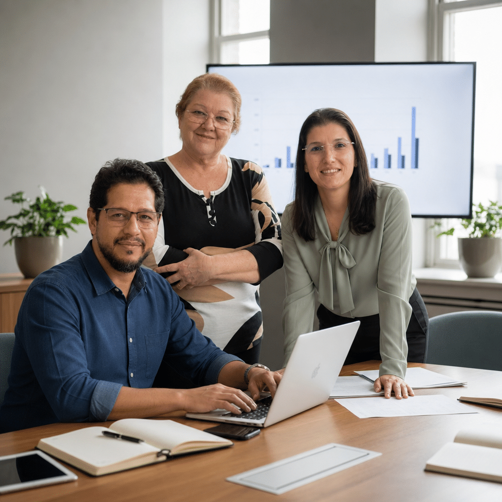 Sócios e equipe da Organização Tiradentes em reunião